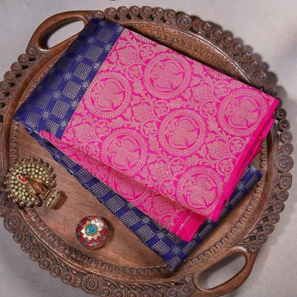Dark_Blue_Woven_Kanjivaram_Jacquard_Saree_with_Saree_Cover